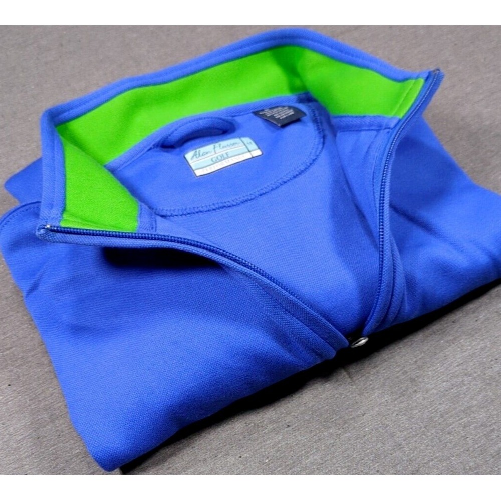 Alan Flusser Long Sleeve Pullover Royal Blue Cotton Blend 1/4 Zip Mens Size M‎